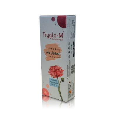 image showing the product name Tryglo-M-Skin-Lightening-Gel and it's packaging